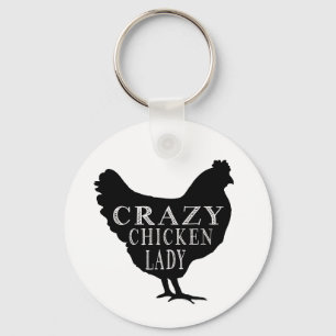 Cute Crazy Chicken Lady Sleutelhanger