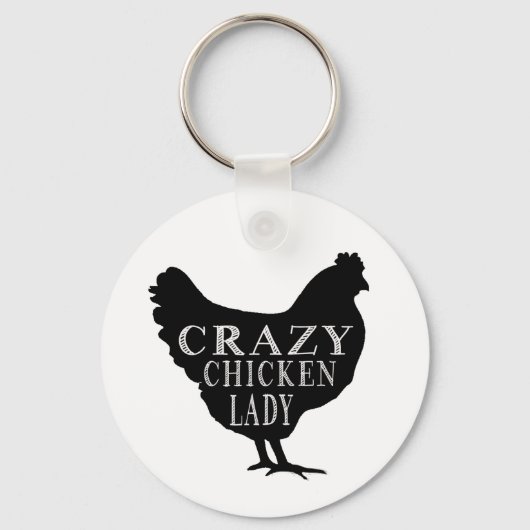 Cute Crazy Chicken Lady Sleutelhanger (Voorkant)