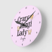 Cute Crazy Corgi Lady Personalized Pink Ronde Klok (Hoek)