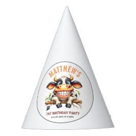 Cute Crazy Cow Farm Theme 1st Birthday Feesthoedjes