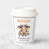 Cute Crazy Cow Farm Theme 1st Birthday Papieren Bekers (Voorkant)
