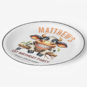 Cute Crazy Cow Farm Theme 1st Birthday Papieren Bordje (Gekanteld)