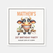 Cute Crazy Cow Farm Theme 1st Birthday Servet (Voorkant)