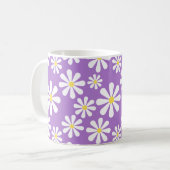 Cute Crazy Daisy Personalised Paars Yellow Koffiemok (Voorkant links)