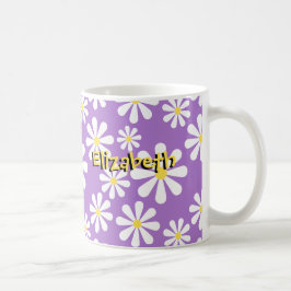 Cute Crazy Daisy Personalised Paars Yellow Koffiemok