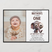 Cute Crazy elephant Farm Theme 1st Birthday Kaart (Voorkant)