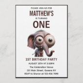 Cute Crazy elephant Farm Theme 1st Birthday Kaart (Voorkant)