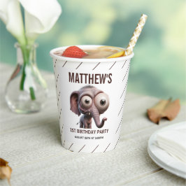 Cute Crazy elephant Farm Theme 1st Birthday Papieren Bekers