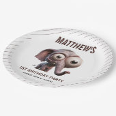 Cute Crazy elephant Farm Theme 1st Birthday Papieren Bordje (Gekanteld)