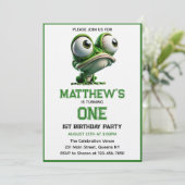 Cute Crazy Frog Farm Thema 1e Verjaardag  Kaart (Staand voorkant)