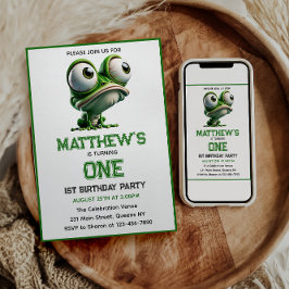 Cute Crazy Frog Farm Theme 1st Birthday  Kaart