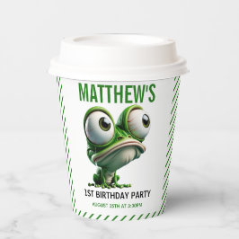 Cute Crazy Frog Farm Theme 1st Birthday Papieren Bekers