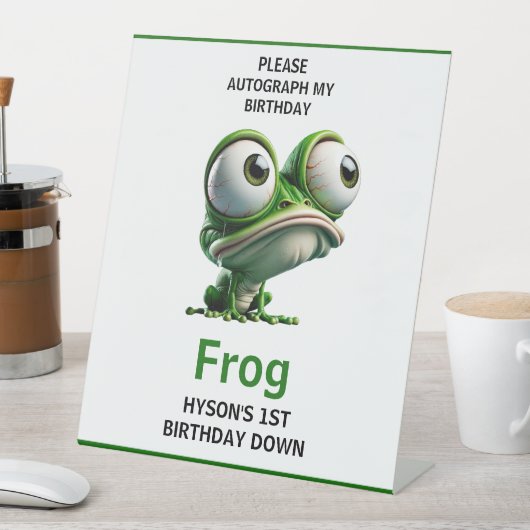 Cute Crazy Frog Farm Theme 1st Birthday Reclamebord Met Voetstuk (Insitu)