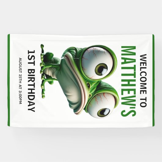 Cute Crazy Frog Farm Theme 1st Birthday Spandoek (Horizontaal)