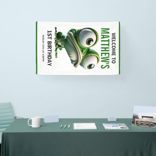 Cute Crazy Frog Farm Theme 1st Birthday Spandoek (Beurs)