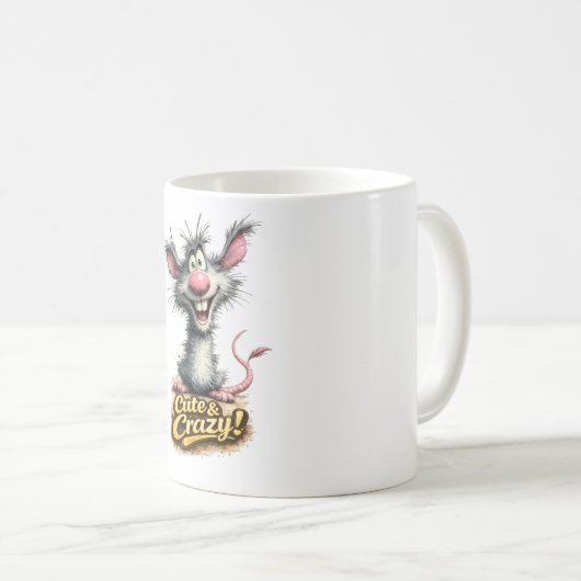 🐭💥 “Cute & Crazy!” Mug ☕😜 Koffiemok (Voorkant rechts)