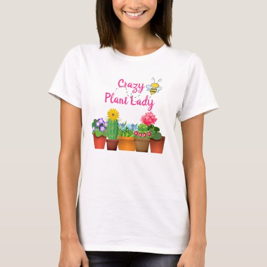 Cute Crazy Plant Lady/Cactus Garden Summer T-shirt (Voorkant)