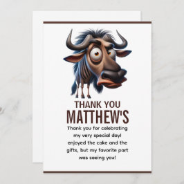 Cute Crazy Wildebeest Farm Theme 1st Birthday Bedankkaart
