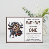 Cute Crazy wildebeest =Theme 1st Birthday photo Kaart (Staand voorkant)