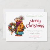 Cute Crazy Woman Christmas Greeting Custom Card Feestdagenkaart (Voorkant)