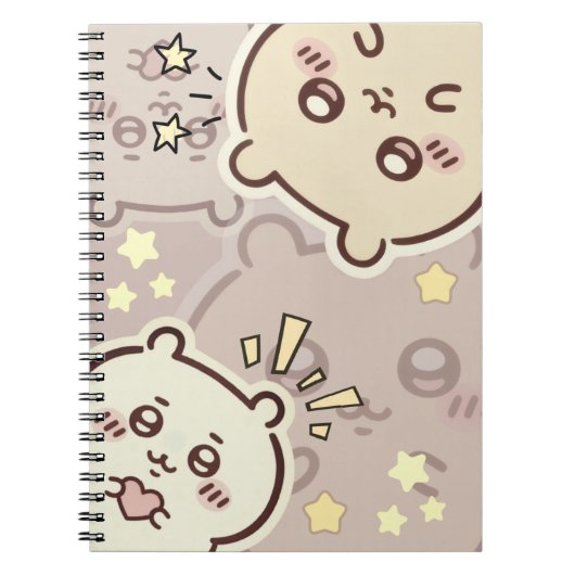 Cute Cream Bear Pattern Spiral Notebook - Minimali Notitieboek (Voorkant)