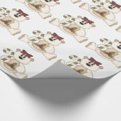 Cute Cream Beer met snoepriet/Holly Cadeaupapier (Hoek)