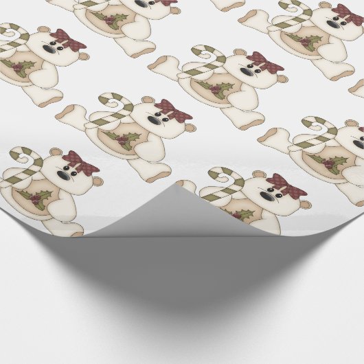 Cute Cream Beer met snoepriet/Holly Cadeaupapier (Hoek)