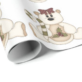 Cute Cream Beer met snoepriet/Holly Cadeaupapier (Rol Hoek)