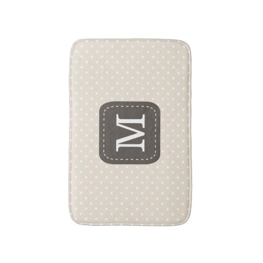 Cute Cream Beige Polka Dot Pattern Custom Monogram Badmat (Voorkant Verticaal)