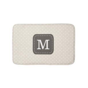 Cute Cream Beige Polka Dot Pattern Custom Monogram Badmat