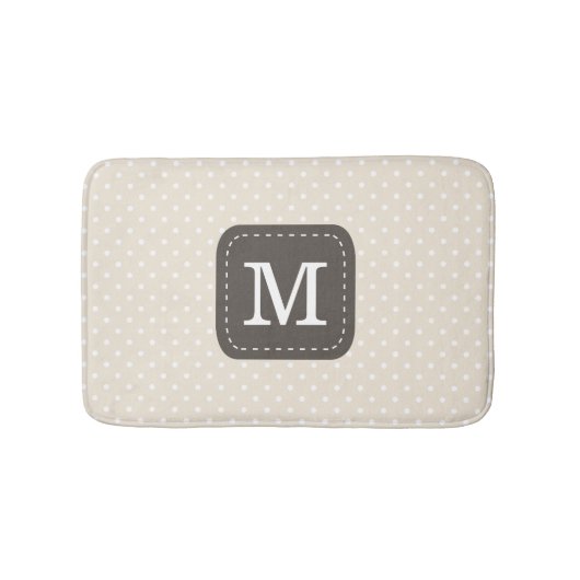 Cute Cream Beige Polka Dot Pattern Custom Monogram Badmat (Voorkant)