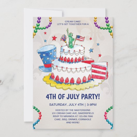 Cute Cream Cake Patriotic op 4 juli Kaart (Voorkant)