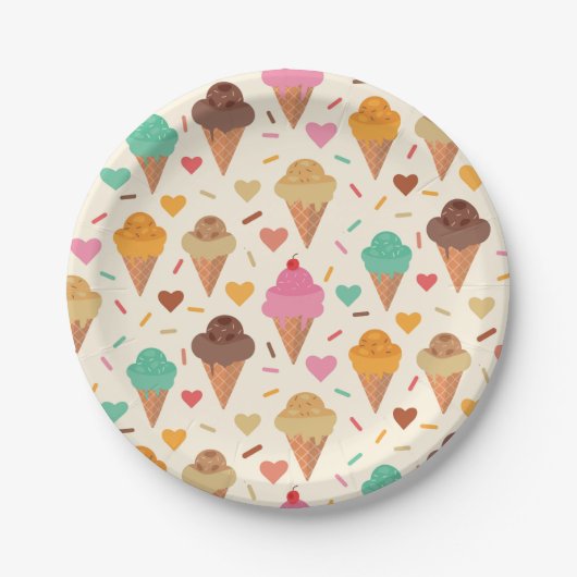 Cute Cream Cone-patroon — Papierbladen overvullen Papieren Bordje (Voorkant)