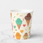 Cute Cream Cone-patroonpagina Papieren Bekers (Achterkant)