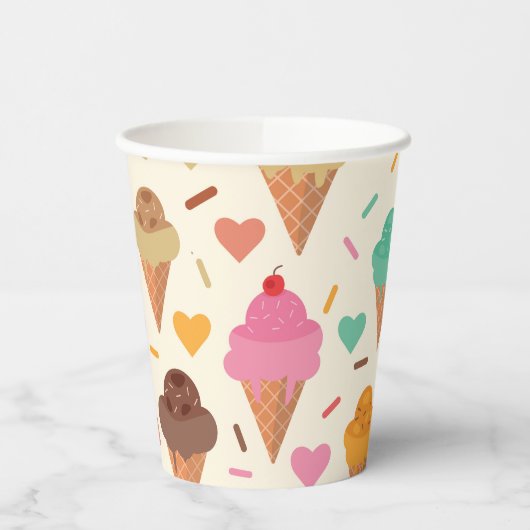 Cute Cream Cone-patroonpagina Papieren Bekers (Links)