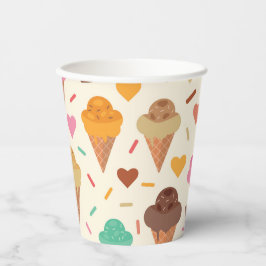 Cute Cream Cone-patroonpagina Papieren Bekers