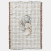 Cute Cream Grey Sleeping Bunnies Plaid Deken (Voorkant Verticaal)