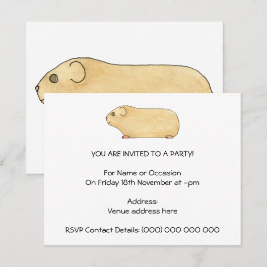 Cute Cream Guinee Pig. Kaart (Voorkant / Achterkant)