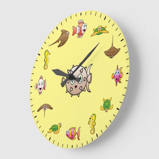 Cute Creatures of the Deep Sea Themed Grote Klok (Hoek)