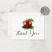 Cute crèche en Apple Dank u wel Kaart Notitiekaartje (Voorkant / Achterkant in situ)