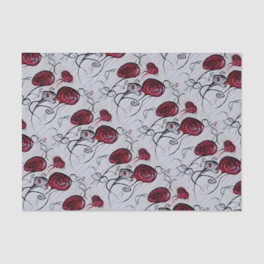 Cute & Creepy Creature Red Pink Gothic Whimsical A Tissuepapier (Voorkant)