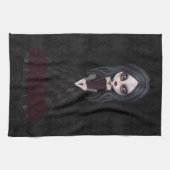 Cute & Creepy Gothic Girl Black Kitchen Towel Theedoek (Horizontaal)