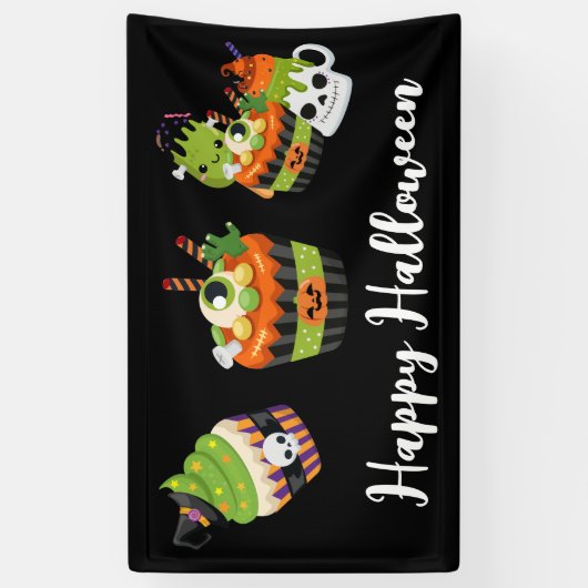 Cute & Creepy Halloween-behandelingen Spandoek (Verticaal)