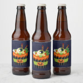 Cute & Creepy Halloween Cupcake Bier Etiket (Flessen)