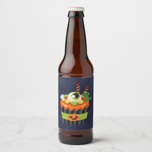 Cute & Creepy Halloween Cupcake Bier Etiket (Voorkant)