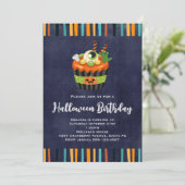 Cute & Creepy Halloween Cupcake Birthday Kaart (Staand voorkant)
