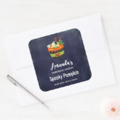 Cute & Creepy Halloween Cupcake Candle Biz Vierkante Sticker (Envelop)