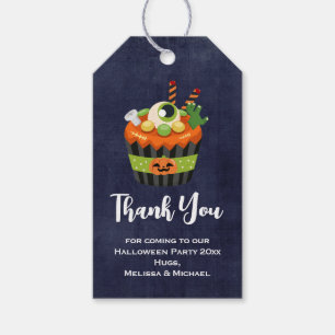 Cute & Creepy Halloween Cupcake Hartelijk dank Cadeaulabel