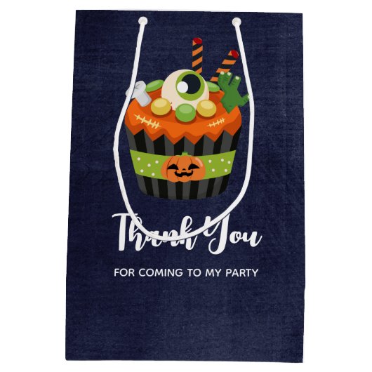 Cute & Creepy Halloween Cupcake Hartelijk dank Medium Cadeauzakje (Achterkant)