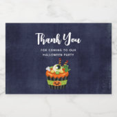 Cute & Creepy Halloween Cupcake Hartelijk dank Sparkling Wijnetiket (Enkel label)